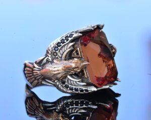 El Yapımı Sultanite Taşlı Yüzük, Gümüş Erkek Yüzüğü, Kartal Tasarımı - Dönüşüm ve Özgürlüğün Sembolü - Görsel 4