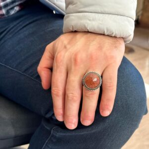 925 Ayar Gümüş Yüzük, Erkek Yüzüğü, Yapay Altın Yıldız Taşlı Gümüş Yüzük - Görsel 3