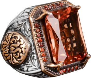 925 Ayar Gümüş Yüzük, Oluşturulmuş Sultanit Taşlı Erkek Yüzük - Görsel 1