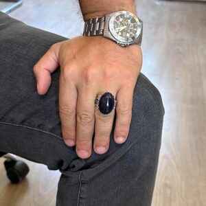 925 Ayar Gümüş Yüzük - Büyük Yüzük - Taş Yüzük - El Yapımı Yüzük (Yapay oniks) - Görsel 3