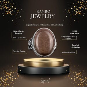 Gerçek Doğal Taş Yüzük - El Yapımı 925 Ayar Gümüş Yüzük (Pirita) - Görsel 2