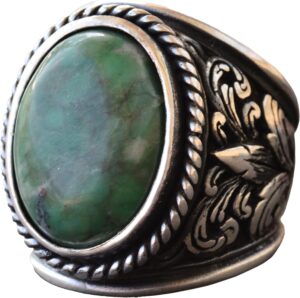 Zarif Taş Koleksiyonu için Erkekler: 925 Ayar Gümüş Yüzükler - Doğal Taş Seçimi (Krisopras) - Görsel 1