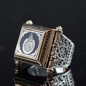 Ayatul Kursi Oymalı Gümüş Erkek Yüzük, El Yapımı Sterlin Gümüş İslami Erkek Yüzük ile Allah Yazısı - Görsel 6