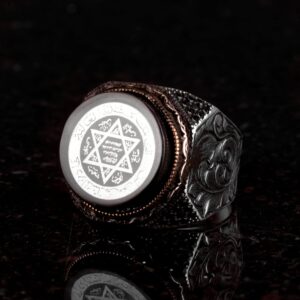 925 Ayar Gümüş Davut Yıldızı Yüzük - El Yapımı Erkekler İçin Dini Takı - Vintage Tarzı - Davut Yıldızı Gümüş Yüzük - Görsel 5