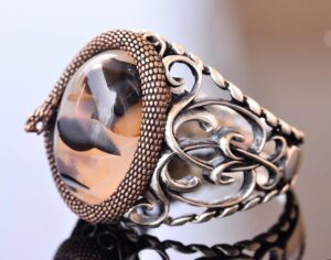 Doğal Yemen Akik Taşı, Yılan Yüzük, El Yapımı Yüzük, Gümüş Erkek Yüzüğü, Onun İçin Hediye, Gümüş Aksesuar Kahverengi - Görsel 4