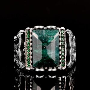 925 Ayar Gümüş Yüzük. Gerçek Doğal Taş Yüzük. (Zümrüt) - Görsel 5