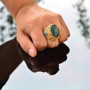 Gerçek Zümrüt Taşlı Yüzük, Zümrüt Yüzük, Katı Sterlin Gümüş Yüzük, Erkek Yüzüğü, Yeşil - Görsel 7