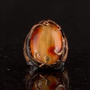 925 Ayar Gümüş Erkek Yüzük, Kehribar Taşlı Gümüş Yüzük, Gerçek Doğal Kehribar Taşlı Erkek Yüzük - Görsel 3