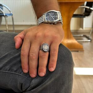 Sterling Gümüş Erkek Yüzük İslami Hat Sanatı Tasarımı - İnanç ve Maneviyat Sembolü - El Yapımı Dini Takı - Görsel 6