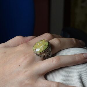 Gerçek Doğal Arizona Turkuaz Taş Yüzük, Büyük Yüzük, 925 Ayar Gümüş Yüzük Erkekler İçin - Görsel 7