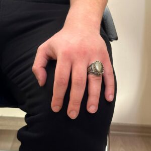 Gerçek Doğal Pirit Taşı Yüzük, 925 Ayar Katı Gümüş Erkek Yüzüğü, Refah Manifestasyonu Tasarımı - Görsel 3