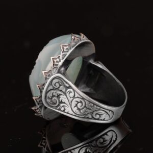 Erkekler için 925 Ayar Gümüş Yüzük, Doğal Druzy Kuvars: Aqua, Yeşil, Bej Seçenekleri (Aqua) - Görsel 6