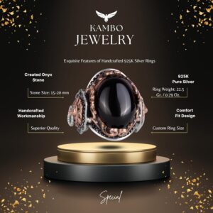 Oniks Taşlı Yüzük, El Yapımı Aslan Başı Erkek Yüzüğü, 925 Ayar Gümüş Tasarım Erkek Yüzüğü - Görsel 2