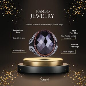 925 Ayar Gümüş Yüzük - Taş Gümüş Yüzük - El Yapımı Yüzük (Oluşturulmuş Oniks) - Görsel 2