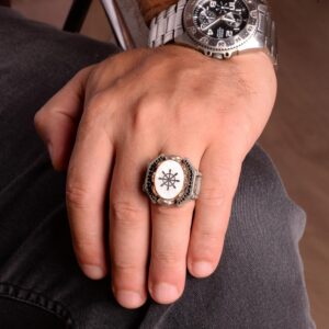 925 Ayar Gümüş Erkek Orta Doğu Pervane Yüzük - Cesur ve Denizci Tasarım, Günlük Kullanım ve Özel Etkinlikler için İdeal - Görsel 3