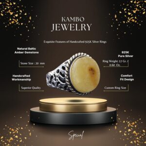 Doğal Baltık Kehribar Taşlı Yüzük Ham Taş Gerçek Doğal Taş Organik Kehribar 925 Ayar Gümüş Erkek Yüzüğü Leo Doğum Taşı Astrolojik Takı El Yapımı Takı Erkek Yüzük Hediyesi - Görsel 2