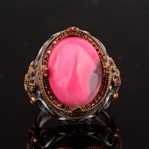 Doğal Drusy Kristal Kuvars Taş Yüzük, 925 Ayar Gümüş Yüzük Erkekler İçin - Görsel 6