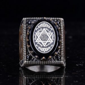 Solomon Mührü ile Gümüş Erkek Yüzük - İslami Vav Deseni ve Cami Tasarımı - El Yapımı Vintage Yüzük - Görsel 5