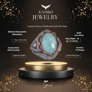 Gerçek Doğal Taş Yüzük - El Yapımı 925 Ayar Gümüş Yüzük (Amazonit) - Görsel 2