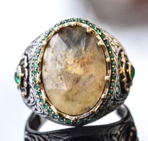 Erkekler için 925 Ayar Gümüş Yüzük - Gerçek Doğal 7 Karat Safir Taşı - Görsel 4