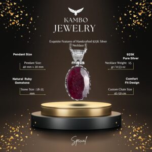 Gerçek Doğal Taş Kolye - 925 Ayar Gümüş Kolye (Yakut) - Görsel 2