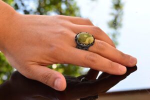 925 Ayar Gümüş Gerçek Doğal Arizona Turkuaz Taşlı Erkek Yüzük - Görsel 7