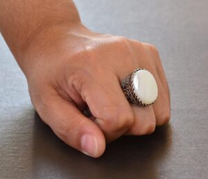 925 Ayar Gümüş Yüzük - Gerçek Doğal Sedef Taş Yüzük - Görsel 7