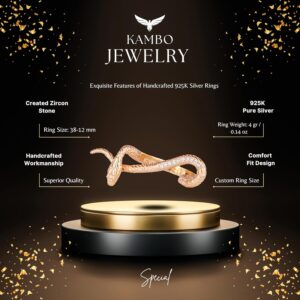 925 Ayar Gümüş Yılan Kadın Yüzüğü - Altın Kaplama Yılan Tasarımı - Şık İfadesel Parça - Görsel 2