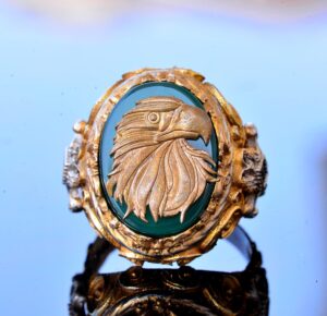 Jade Taş Yüzük - 925 Ayar Gümüş Sinyal Yüzük - El Yapımı Erkek Altın Kaplama Yüzük (Şahin) - Görsel 5