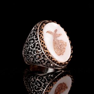 Regal ve Sembolik Erkek 925 Ayar Gümüş Yüzük - Dönen Derviş Sembolü ve Doğal Taşlarla Süslenmiş - Görsel 3