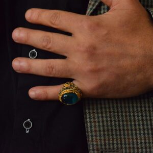 Paraiba Yapay Taşlı Gümüş Yüzük, Rodaj Kaplama Gümüş Yüzük, 925 Ayar Gümüş Yüzük, Stacking Yüzük, Yeşil - Görsel 6