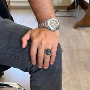 Gerçek Doğal Taş Yüzük - El Yapımı Kartal Yüzüğü - 925 Ayar Gümüş Yüzük (Pietersite) - Görsel 3