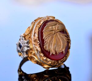 El Yapımı Yüzük - 925 Ayar Katı Gümüş Erkek Altın Kaplama Takı (Şahin) - Görsel 3