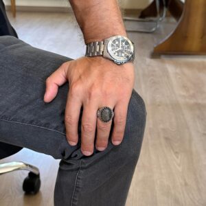 Gerçek Doğal Taş Yüzük - El Yapımı Kartal Yüzüğü - 925 Ayar Gümüş Yüzük (Dumanlı Topaz) - Görsel 3