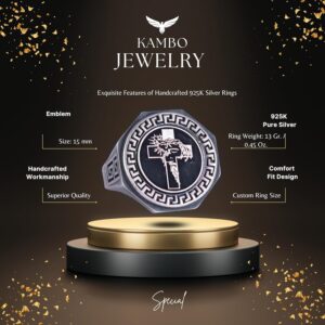 925 Ayar Gümüş Yüzük - Yunan Anahtar Deseni Erkek Yüzüğü - El Yapımı Yüzük - Görsel 2