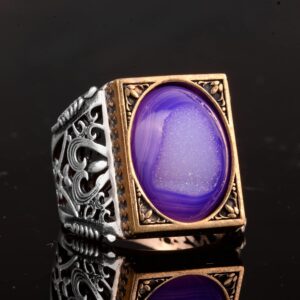 925 Ayar Gümüş Minimalist Yüzük Druzy Kuvars Doğal Taşlı - Görsel 5