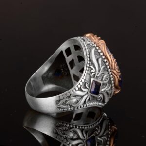 925 Ayar Gümüş Erkek Yüzük, Gerçek Doğal Safir Taşlı Yüzük, El Yapımı Yüzük - Görsel 7