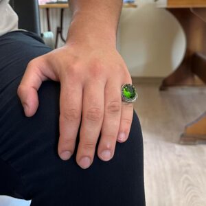 Yapay Taş Yüzük - 925 Ayar Gümüş El Yapımı Yüzük - Renkiz Yüzük - Görsel 3