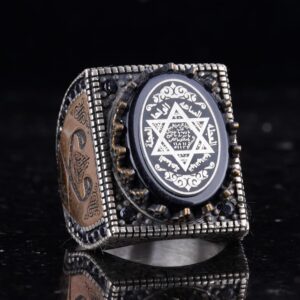 Solomon Mührü ile Gümüş Erkek Yüzük - İslami Vav Deseni ve Cami Tasarımı - El Yapımı Vintage Yüzük - Görsel 4