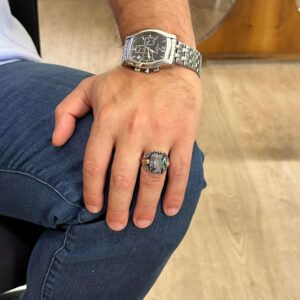 Erkekler için El Yapımı 925 Ayar Gümüş Eagle Yüzük, Oluşturulmuş Mystic Topaz ile - Güç ve Özgürlüğün Sembolü - Görsel 3