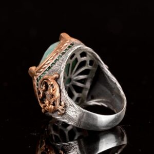 Gerçek Doğal Amazonit Taş Yüzük, Erkek Yüzüğü, 925 Ayar Gümüş Yüzük, El Yapımı Yüzük - Görsel 7