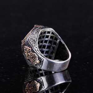 Gerçek Doğal Oniks Taş Yüzük - 925 Ayar Sert Gümüş Erkek Yüzüğü - Görsel 7