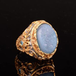 Erkek Gümüş Yüzük: Gerçek Kristal Druzy Kuvars Taşı - Görsel 4