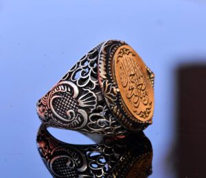 Şık Arapça Hat Yazılı Yüzük - Gümüş Erkek Dini İslami Hediye - Görsel 5