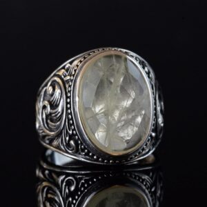 Gerçek Doğal Taş Yüzük, 925 Ayar Gümüş Yüzük (Limon Kuvars) - Görsel 5