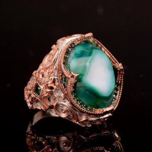 Gerçek Kristal Drusy Kuvars Taş Yüzük, 925 Ayar Gümüş Erkek Yüzük - Görsel 4