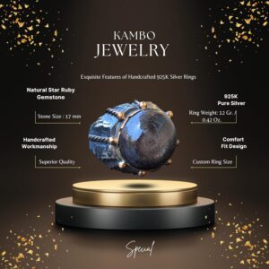 Doğal Star Ruby Taşlı Antik Yüzük - 925 Ayar Gümüş Unisex Yüzük - Görsel 2