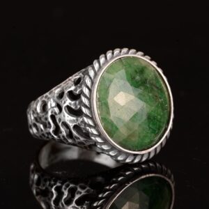 Gerçek Doğal Safir Taşlı Erkek Yüzük, Vintage Yüzük, 925 Ayar Gümüş Yüzük - Görsel 8