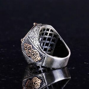 925 Ayar Gümüş Yüzük, Yeşil Kedi Gözü Taşı Yüzük, Tasarım Gümüş Erkek Yüzüğü - Görsel 6