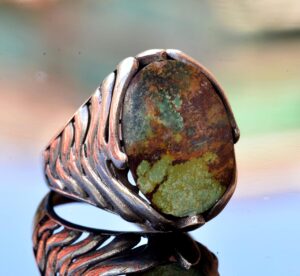 Gerçek Doğal Arizona Turkuaz Taş Yüzük - Gümüş Erkek Yüzüğü - Görsel 3